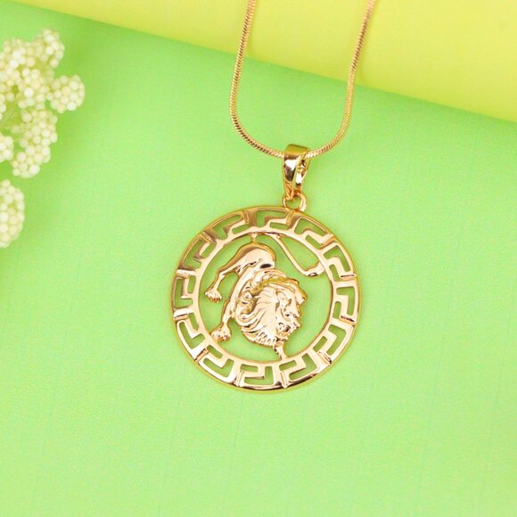 "Leo Zodiac Lion Pendant in Rose Gold Finish with Intricate Detailing, XPPT1332 - Picture 11 of 13
